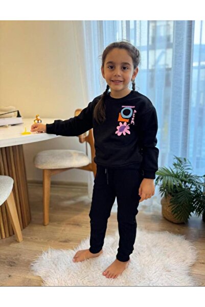 Soody Kids Soody Black Love Printed Assembly Top and Bottom Set