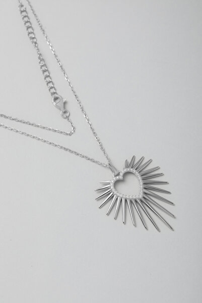 So CHIC... Aşk Tılsımı 18 Ayar Beyaz Altın Kaplama 44 Cm Gümüş Kalp Kolye