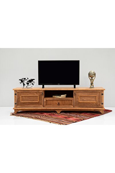 BozYapıDekorasyon 119*35*44 Class Doğal Ahşap Tv Ünitesi