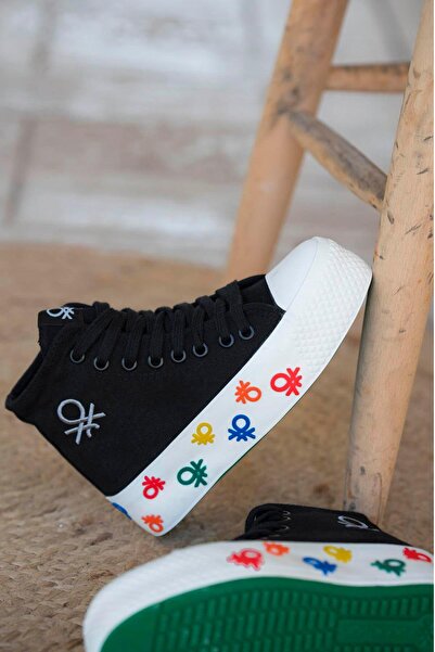 Parponi Benetton Bn-30943 Ženske sportske cipele Lan crno-belo