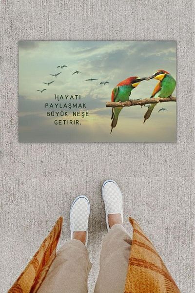 GLOBELUX Tropical Digital Printed Gray Bird Mat - K-1222