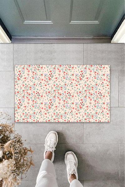 Lasirius Digital Printing Pink Small Flower Door Mat