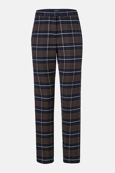 Tchibo Women Regular Fit Checkered Pants, Navy