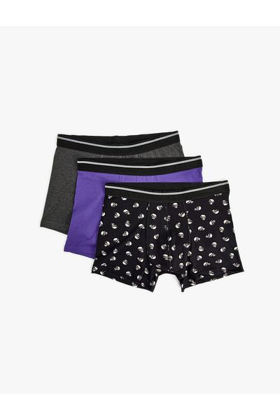 Koton Skull Printed 3-Pece Slim Fit Boxer Set - Βαμβακερό