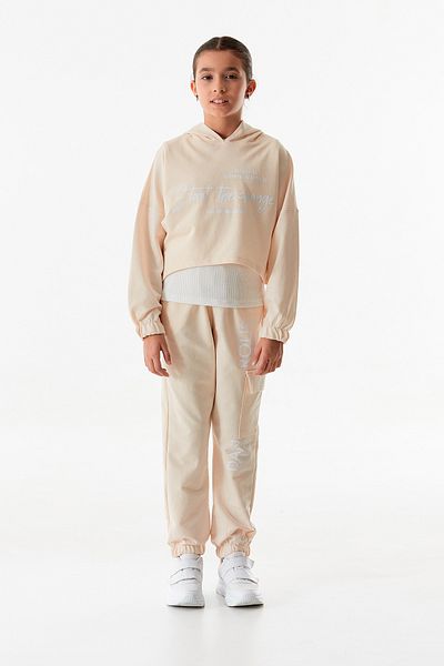 Fulla Moda Text Printed Hooded Jogger 3-Piece Girl's Set