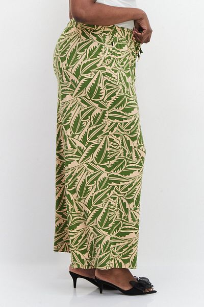 Tchibo Printed Palazzo Trousers, Green-Beige