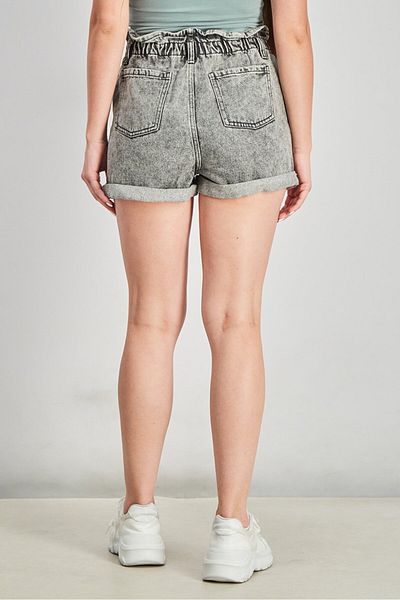 Jennyfer Women Stretchable Button Detail Shorts, Washed Grey