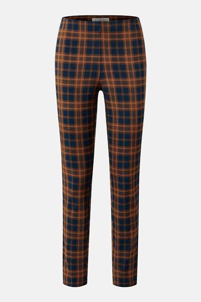 Tchibo Women Slim Fit Plaid Dress Pants, Brown