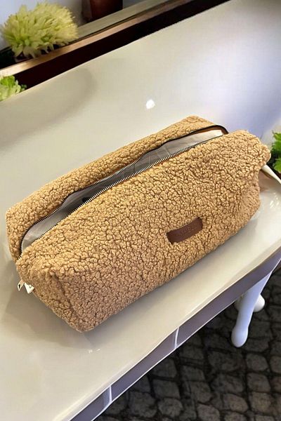 BAHELS Τσάντα ταξιδιού Teddy Plush Camel All Hair Styling Τσάντα μεγέθους Xl