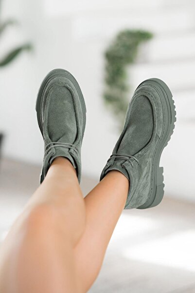 Parponi Harris Kadın Hakiki Deri Süet Postal Yeşil