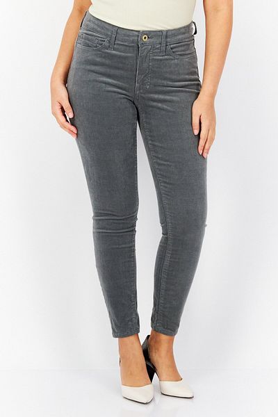 Tommy Hilfiger Women Skinny Fit Corduroy Cropped Pants, Light Olive