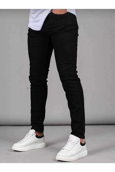 KING SEZAR Ανδρικό Μαύρο Stretchy Slim Fit Lycra Jeans - Τζιν παντελόνι