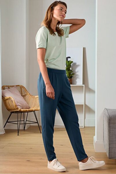 Tchibo Women Regular Fit Plain Drawstring Jogger Pants, Pale Blue