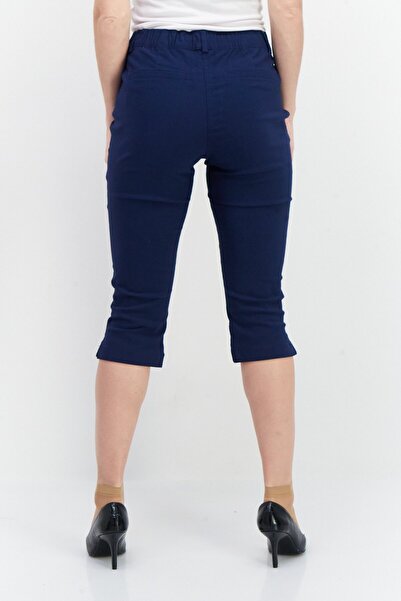 Tchibo Women Slim Fit Plain Crop Pants, Navy Blue