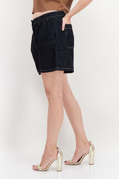 Aigle Women Washed Denim Short, Navy Blue