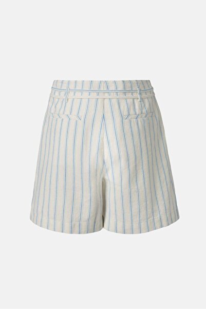 Tchibo Women Regular Fit Drawstring Stripe Shorts, White and Blue