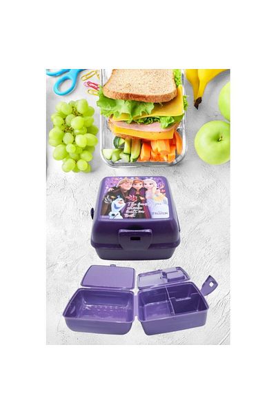 Piev Purple Frozen Feeding Bowl - 2 Compartments, Lock and Fork Spoon