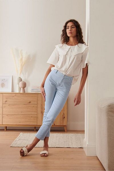 Tchibo Women Stretch Stripe Belt Loop Pants, White
