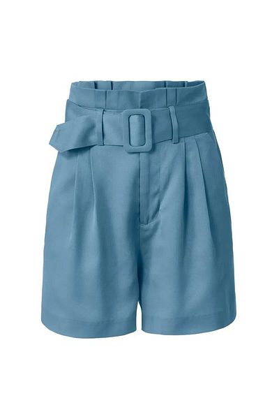 Tchibo Women Plain Belted Shorts, Light Blue