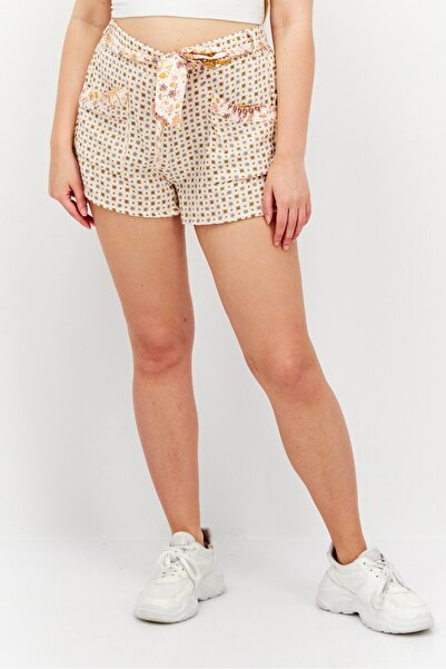 Etam شورت نسائي أساسي بطبعة كاملة، كريمي