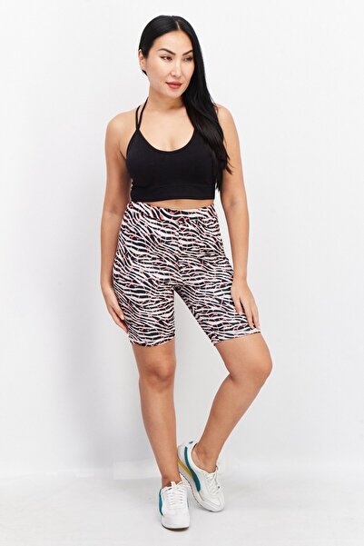 NA-KD Women Animal Print Basic Shorts, White