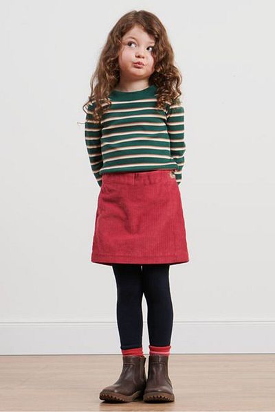 Tchibo Kids Girl Side Pocket Corduroy Skort, Red