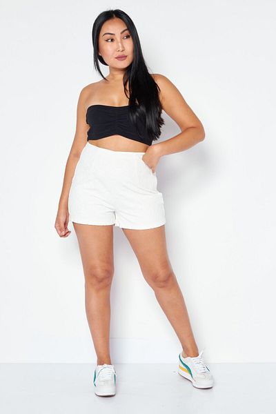 Royalty By Maluma Women Textured Basic Shorts, White