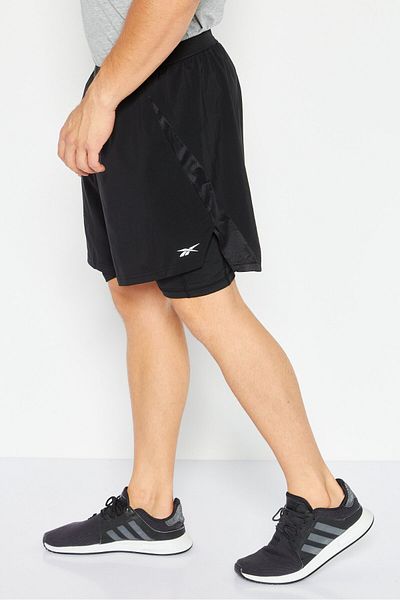 Reebok شورت تدريب رياضي للرجال، أسود