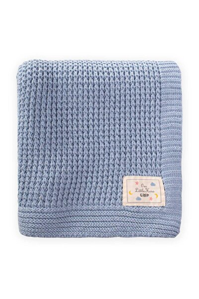 Cigit Light Blue Thessaloniki Knitwear Blanket - 80X100 (+/-5 cm)