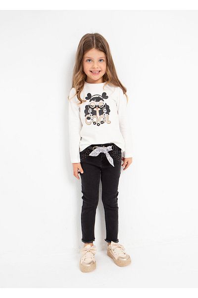 MAYORAL Girl's Denim Belted Trousers 3509