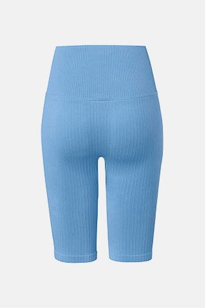 Tchibo Women Sportswear Fit Pull On Seamless Yoga Cycling Shorts, Light Blue