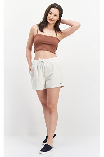 Misfit Women Ribbed Basic Shorts, Off White