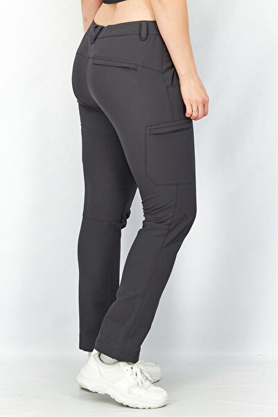 Tchibo Women Regular Fit Cargo Pocket Trouser Pants, Dark Grey