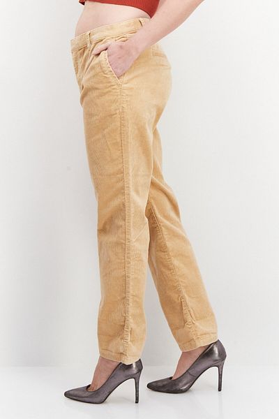 Esprit Women Regular Fit Textured Stretchable Corduroy Pants, Beige