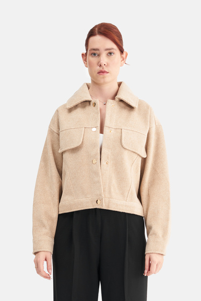 Mesfeno Γυναικείο μπουφάν με φαρδύ γιακά με στάμπα