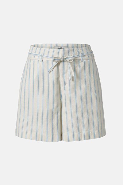 Tchibo Women Regular Fit Drawstring Stripe Shorts, White and Blue