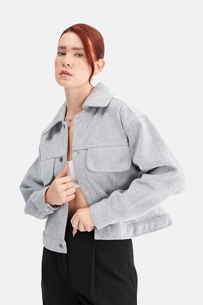 Mesfeno Women's Stamp Wide Collar Crop Jacket