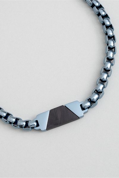 So CHIC... Carbon Fiber Detailed 21 cm Steel Men's Bracelet