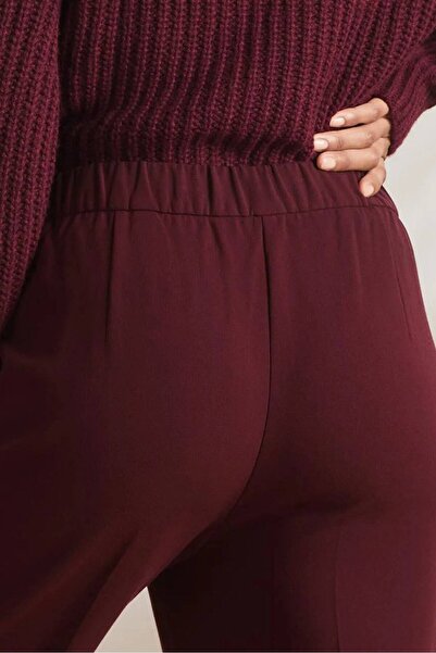 Tchibo Women Regular Fit Side Pocket Plain Pants, Maroon