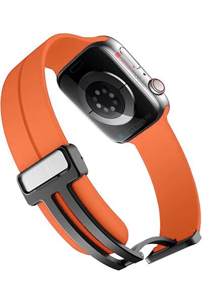 AktarMobile Apple Watch 10 46 mm uyumlu Silikon Kordon Magnetik D Tokalı Spor...