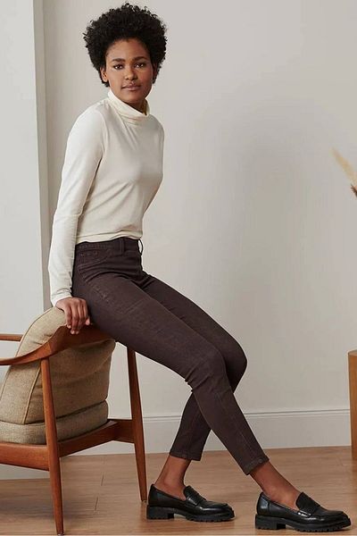 Tchibo Women Slim Fit Plain Stetchable Jeggings, Brown