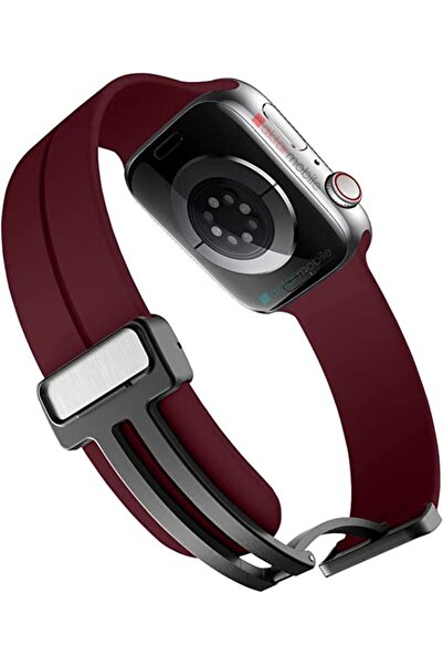 AktarMobile Apple Watch 10 46 mm uyumlu Silikon Kordon Magnetik D Tokalı Spor...