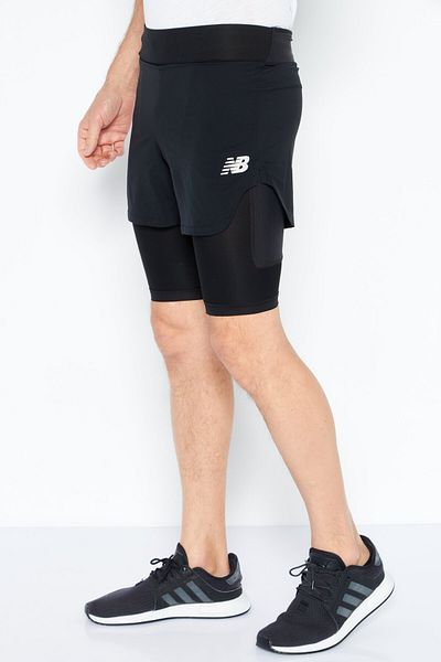 New Balance Men Athletic Fit Drawstring Training Shorts, Black