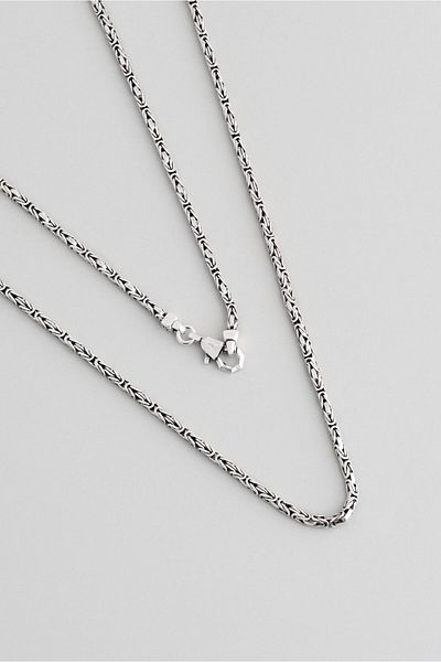 So CHIC... Ethnic Patterned 60 cm Silver Men's King Chain Necklace