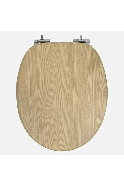 Genel Markalar Doğal Meşe Klozet Kapağı, Sessiz Kapanır, Krom Kaplama Menteşeler