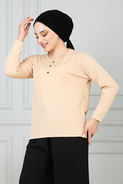 nacar çarşı Women's Mother Trophy Long Sleeve Licral Combed Bluz