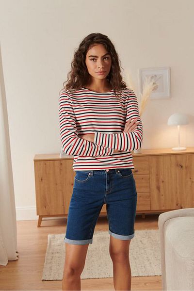 Tchibo Women Dark Washed Denim Shorts, Navy Blue