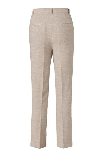 Tchibo Women Regular Fit Linen Blend Trousers, Sand