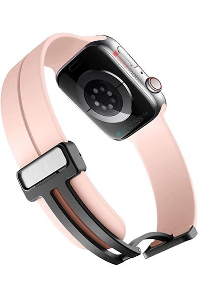 AktarMobile Apple Watch 10 46 mm uyumlu Silikon Kordon Magnetik D Tokalı Spor...