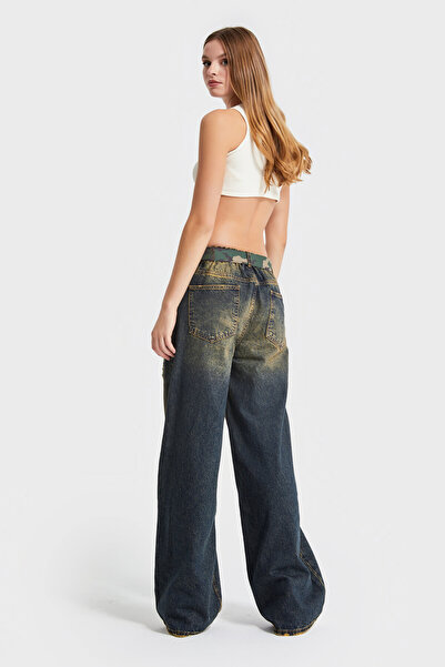 its basic Tmavé džíny barevný dámský denim - design maskovacího pásu